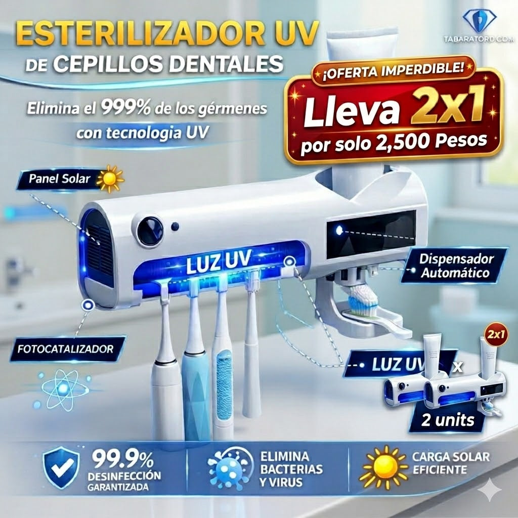 LLeva 2x1 Dale a tu baño un toque moderno y seguro Esterilizador UV elegante, compacto y fácil de instalar.