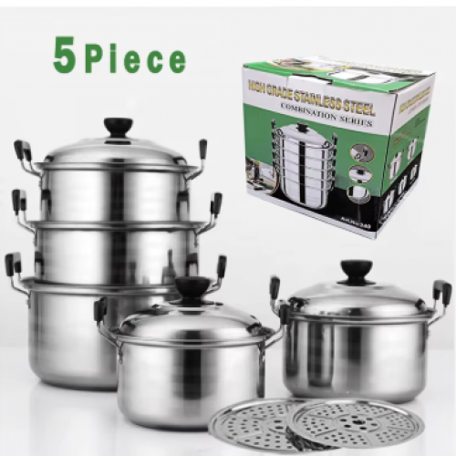¡Últimas Unidades! Lleva tu Juego de 5 Ollas Inoxidables de Alta Gama