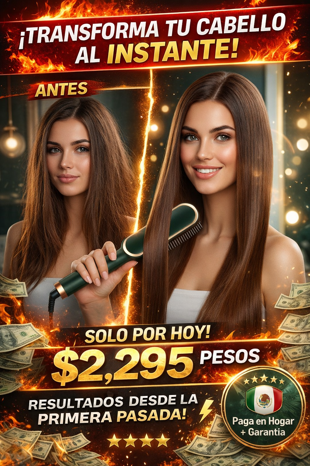 ✨ Cabello liso en minutos, sin esfuerzo Cepillo Alisador Ultimas unidades