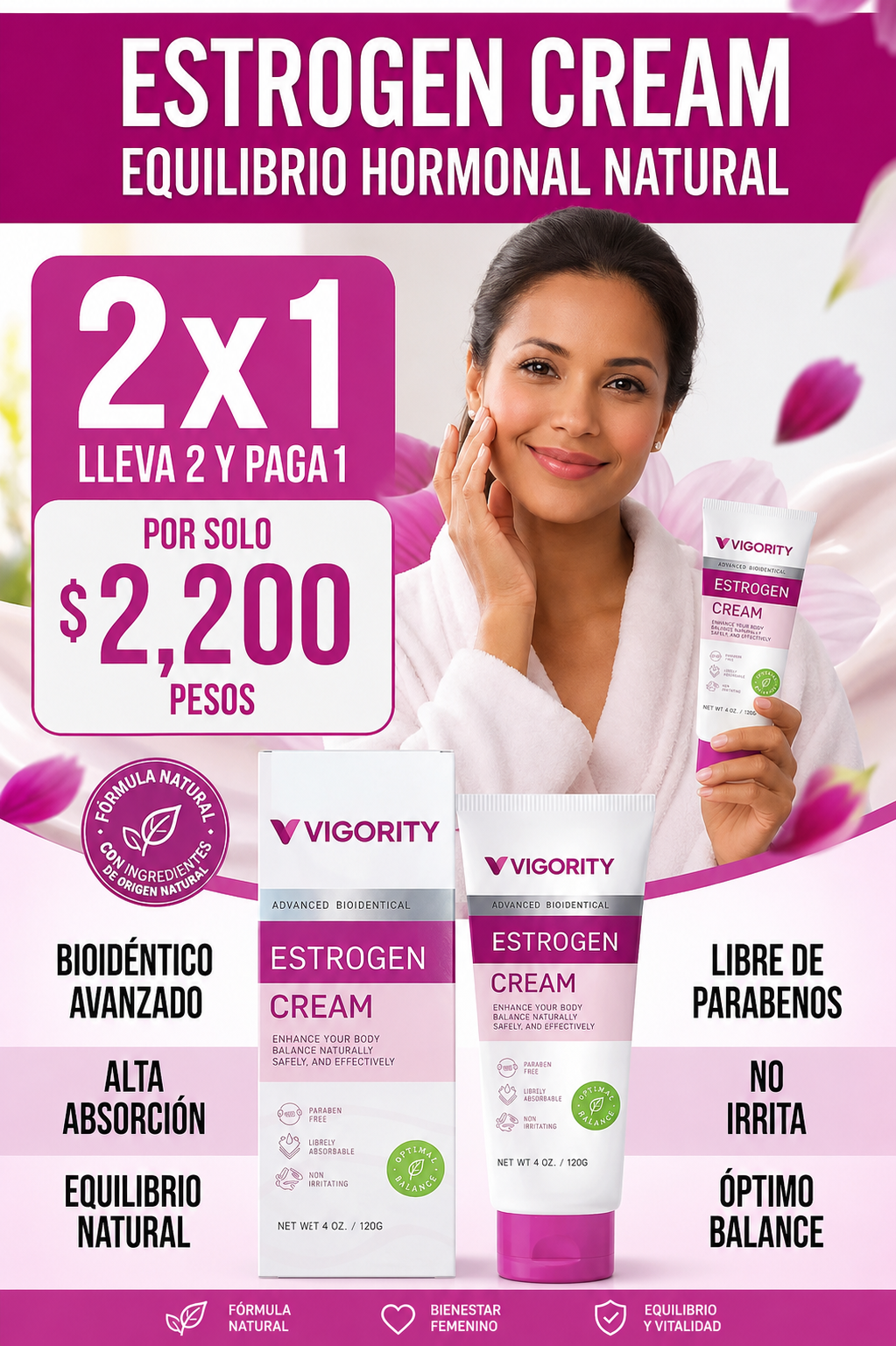 🌸 Crema de Estrógeno Vigority para Mujeres