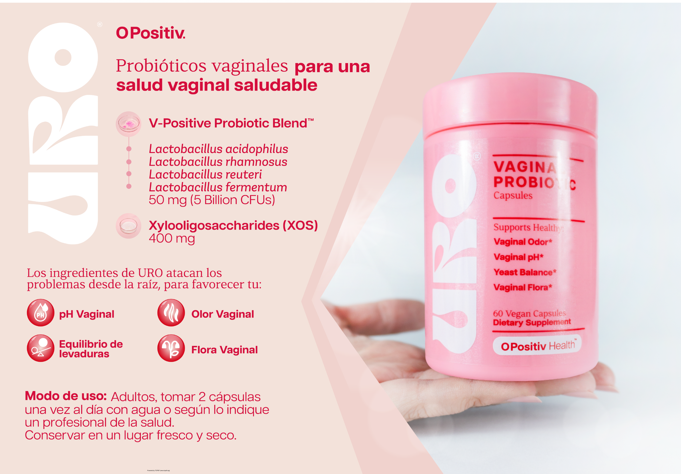 URO Vaginal Probiotics para la salud vaginal de las mujeres, equilibrio del pH