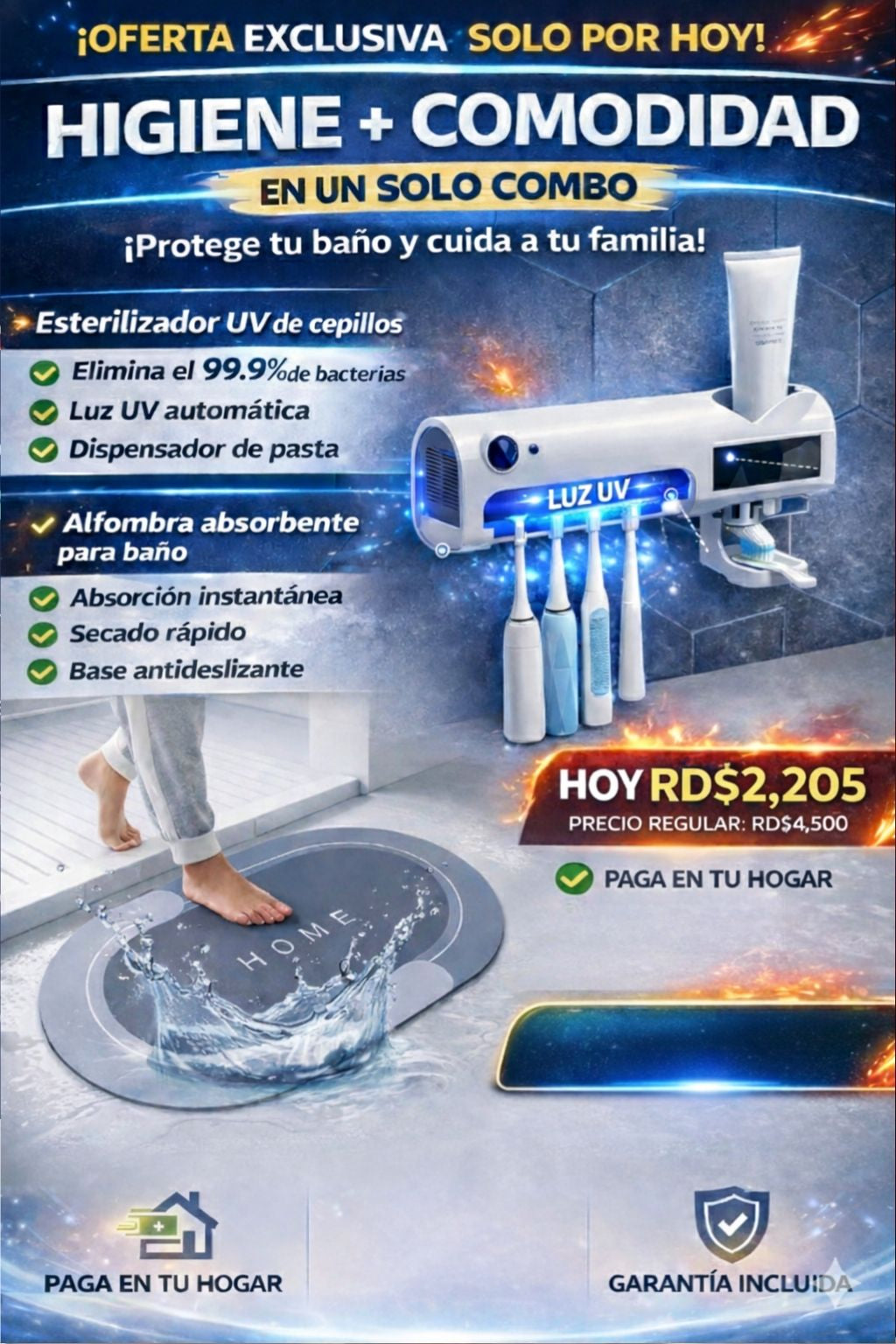🌟 Combo Premium para tu Baño: Esterilizador UV + Alfombra Absorbente