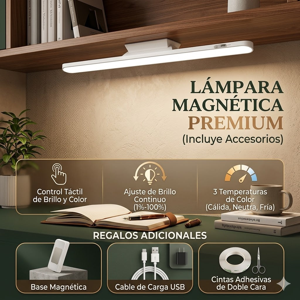 Lámpara LED Magnética Recargable – Ilumina sin Cables ni Instalación